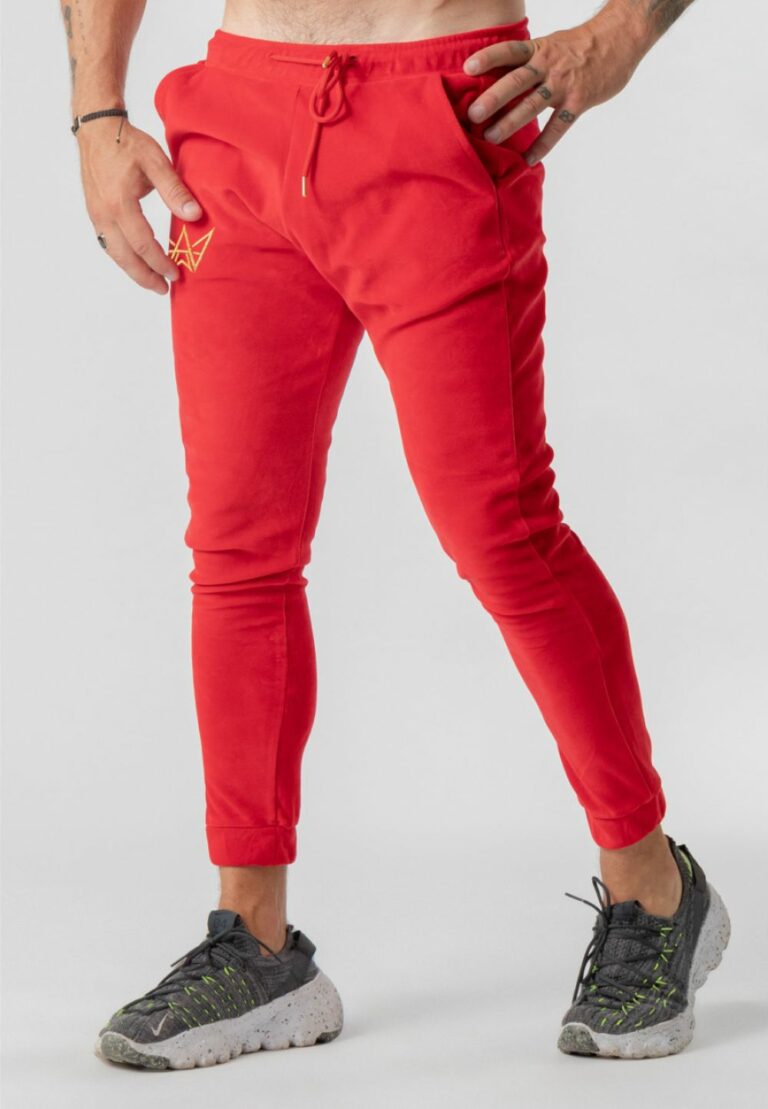 Velor Sweatpants Red Gold Crown