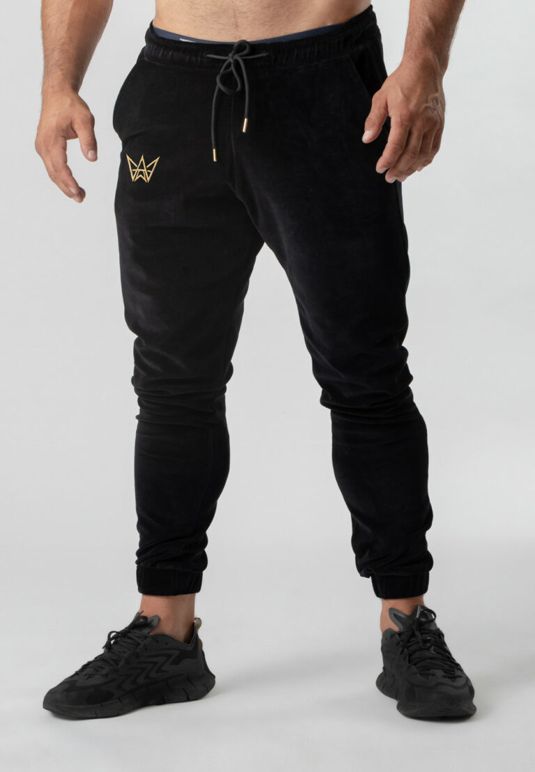 Velor Sweatpants Red Gold Crown