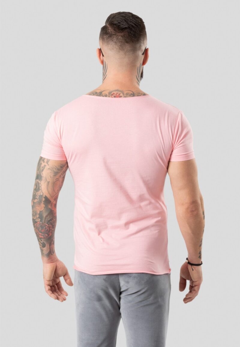 Cotton short neck T-shirt, pink