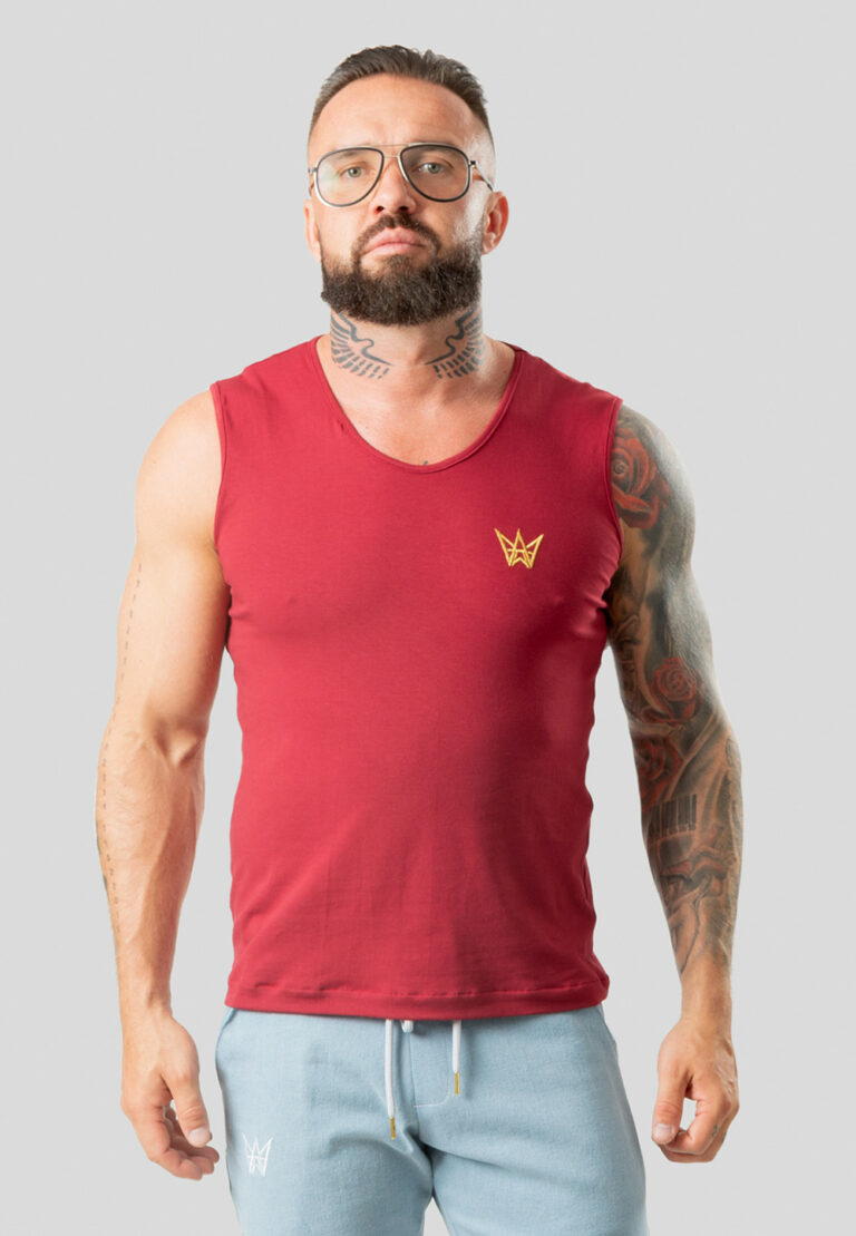 Short sleeveless T-shirt, 210G cotton, burgundy