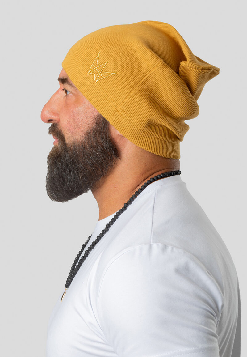 Men's Ribbed Cap, Mustard Color