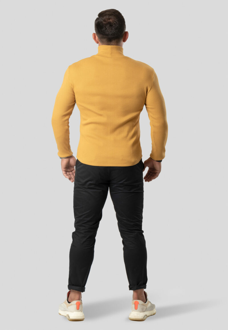 Mustard Long Ribbed Golf Sweater - Gold Crown