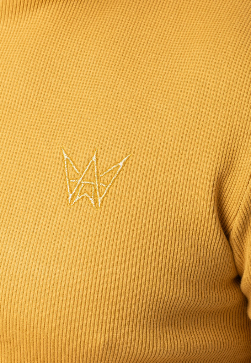 Mustard Long Ribbed Golf Sweater - Gold Crown