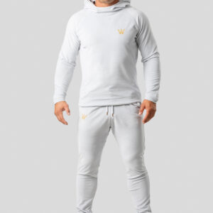 Velor Sweatshirt and Pants Set, Light Gray Color