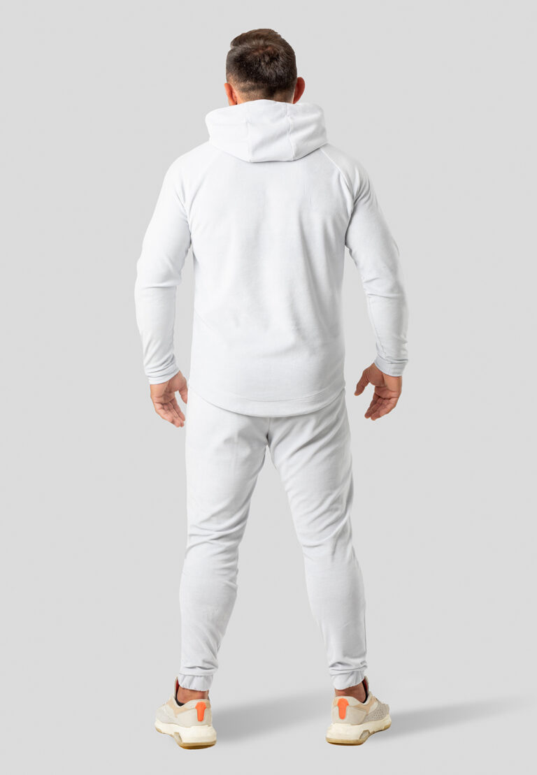 Velor Sweatshirt and Pants Set, Light Gray Color