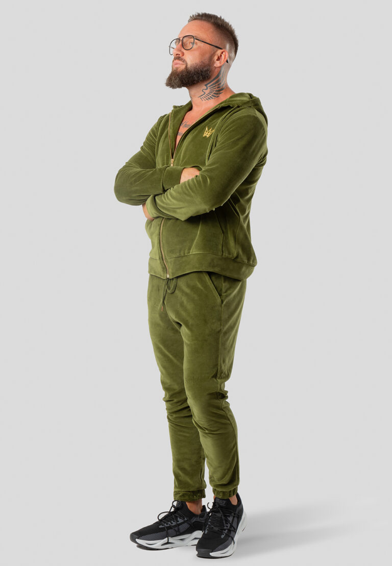 Set of Velvet Sweatshirt and Trousers Standard Olive